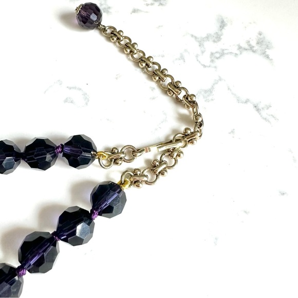 Hummingbird Colorful Rhinestone Enamel Necklace Purple Bead Large Flower NEW - Picture 5 of 15